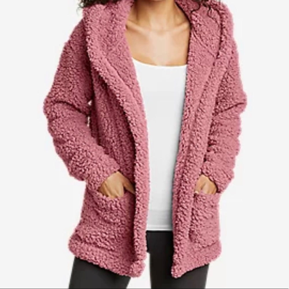 Eddie Bauer new with tag . Hooded open cardigan , polyester fleece.